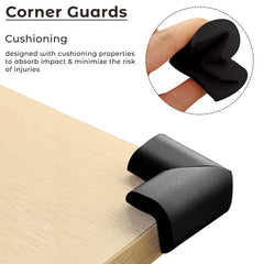 Baby Safety Corner Guards Furniture Edges (Foam L Shaped Black 16Pcs)
