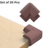 Baby Safety Corner Guards Furniture Edges (Foam L Shaped Brown 20Pcs)