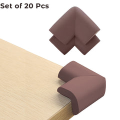 Baby Safety Corner Guards Furniture Edges (Foam L Shaped Brown 20Pcs)