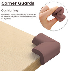 Baby Safety Corner Guards Furniture Edges (Foam L Shaped Brown 20Pcs)