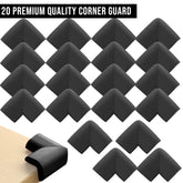 Baby Safety Corner Guards Furniture Edges (Foam L Shaped Black 20Pcs)