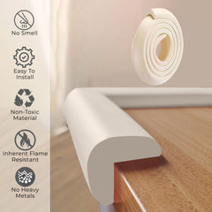 Baby Safety Edge Guards Furniture Edges (Foam L Shape|Cream)