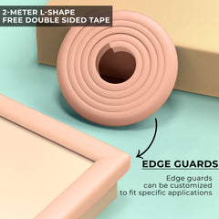 Baby Safety Edge Guards Furniture Edges (Foam L Shape|Peach)