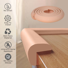 Baby Safety Edge Guards Furniture Edges (Foam L Shape|Peach)