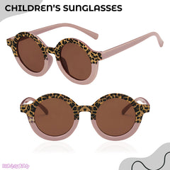 Kids Sunglasses Stylish and Compact Kids Eyewear for Summer (Leopard Brown)