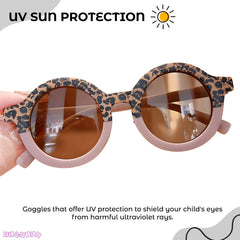 Kids Sunglasses Stylish and Compact Kids Eyewear for Summer (Leopard Brown)