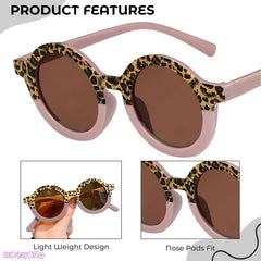 Kids Sunglasses Stylish and Compact Kids Eyewear for Summer (Leopard Brown)