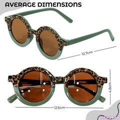 Kids Sunglasses Stylish and Compact Kids Eyewear for Summer (Leopard Green)