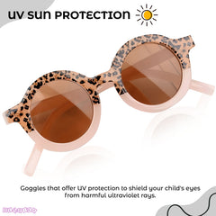 Kids Sunglasses Stylish and Compact Kids Eyewear for Summer (Leopard Yellow)