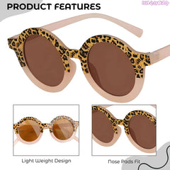 Kids Sunglasses Stylish and Compact Kids Eyewear for Summer (Leopard Yellow)