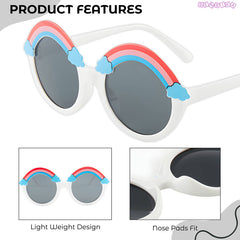 Kids Sunglasses Stylish and Compact Kids Eyewear for Summer (White)