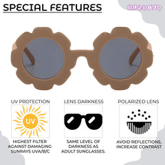 Kids Sunglasses Stylish and Compact Kids Eyewear for Summer (Beige)