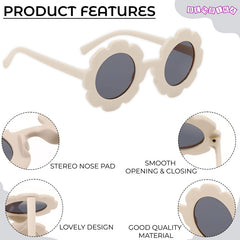 Kids Sunglasses Stylish and Compact Kids Eyewear for Summer (Floral White)