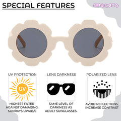 Kids Sunglasses Stylish and Compact Kids Eyewear for Summer (Floral White)