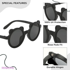 Kids Sunglasses Stylish and Compact Kids Eyewear for Summer (Micky Black)