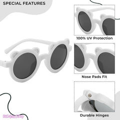 Kids Sunglasses Stylish and Compact Kids Eyewear for Summer (Micky White)