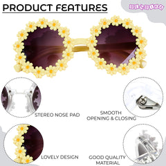 Kids Sunglasses Stylish and Compact Kids Eyewear for Summer (Floral|Yellow)