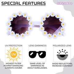 Kids Sunglasses Stylish and Compact Kids Eyewear for Summer (White)