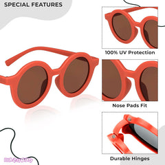 Kids Sunglasses Stylish and Compact Kids Eyewear for Summer (Red)