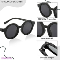 Kids Sunglasses Stylish and Compact Kids Eyewear for Summer (Black)