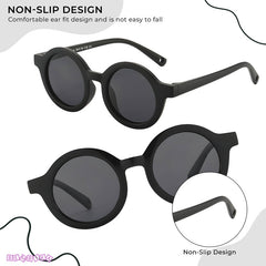 Kids Sunglasses Stylish and Compact Kids Eyewear for Summer (Black)
