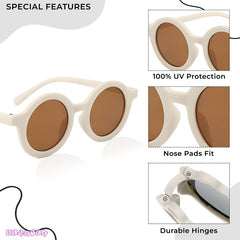 Kids Sunglasses Stylish and Compact Kids Eyewear for Summer (White)