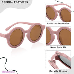 Kids Sunglasses Stylish and Compact Kids Eyewear for Summer (Rosewood)