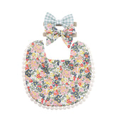 Washable and Lightweight Baby Feeding Bib and Bow (Green)