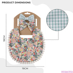 Washable and Lightweight Baby Feeding Bib and Bow (Green)