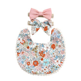 Washable and Lightweight Baby Feeding Bib and Bow (Peach)