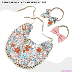 Washable and Lightweight Baby Feeding Bib and Bow (Peach)