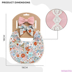 Washable and Lightweight Baby Feeding Bib and Bow (Peach)