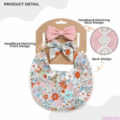 Washable and Lightweight Baby Feeding Bib and Bow (Peach)