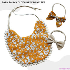 Washable and Lightweight Baby Feeding Bib and Bow (Gold)