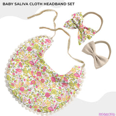 Washable and Lightweight Baby Feeding Bib and Bow (Floral Yellow)