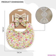 Washable and Lightweight Baby Feeding Bib and Bow (Floral Yellow)