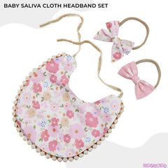 Washable and Lightweight Baby Feeding Bib and Bow (Light Pink)
