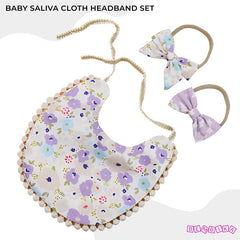 Washable and Lightweight Baby Feeding Bib and Bow (Lavendar)