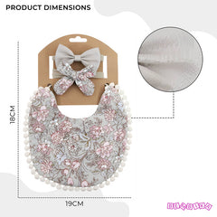 Washable and Lightweight Baby Feeding Bib and Bow (Pistachio)