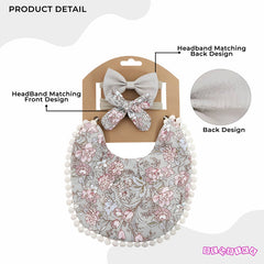 Washable and Lightweight Baby Feeding Bib and Bow (Pistachio)