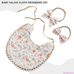 Washable and Lightweight Baby Feeding Bib and Bow (off White)