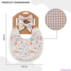 Washable and Lightweight Baby Feeding Bib and Bow (off White)