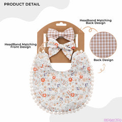 Washable and Lightweight Baby Feeding Bib and Bow (off White)