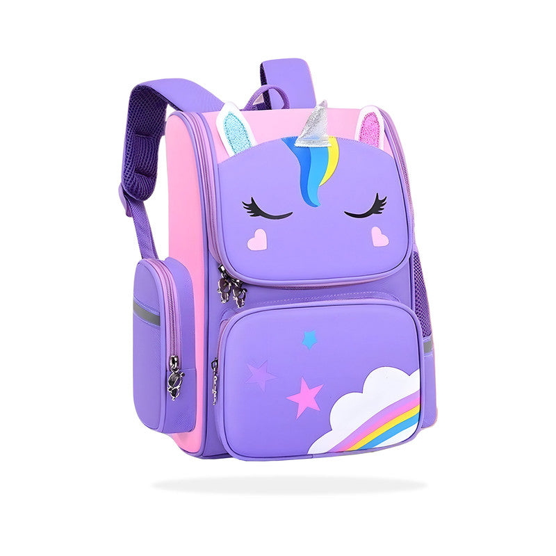 Kindergarten Cute Cartoon Kids School Bag for Boys and Girls (Unicorn Purple)
