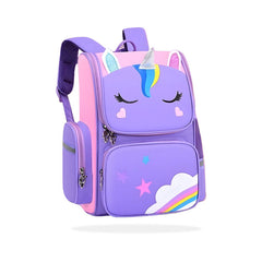 Kindergarten Cute Cartoon Kids School Bag for Boys and Girls (Unicorn Purple)