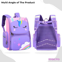 Kindergarten Cute Cartoon Kids School Bag for Boys and Girls (Unicorn Purple)