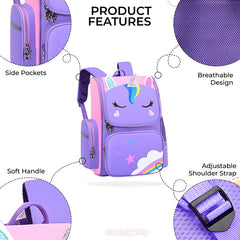 Kindergarten Cute Cartoon Kids School Bag for Boys and Girls (Unicorn Purple)