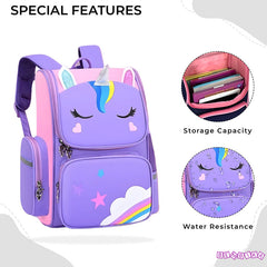 Kindergarten Cute Cartoon Kids School Bag for Boys and Girls (Unicorn Purple)