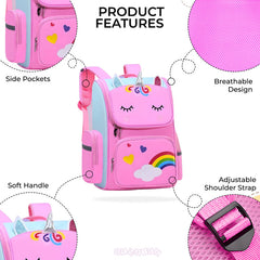 Kindergarten Cute Cartoon Kids School Bag for Boys and Girls (Rainbow Unicorn Pink)