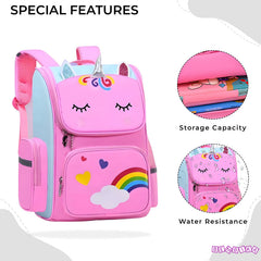 Kindergarten Cute Cartoon Kids School Bag for Boys and Girls (Rainbow Unicorn Pink)